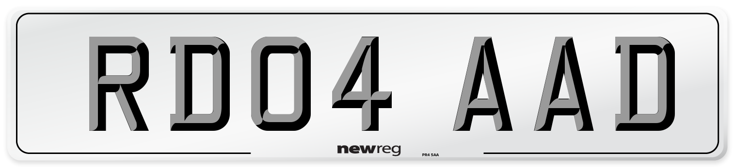 RD04 AAD Number Plate from New Reg